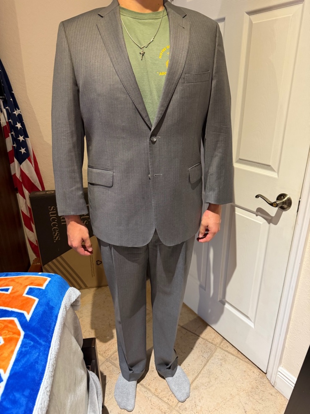 Joseph A. Bank Men’s Gray Pinstripe Two-Piece Men's Suit - Picture 1 of 5